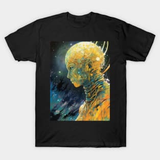 Yellow angel titan alien in outer space T-Shirt